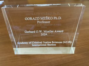 Dr. Gorazd Meško prejel nagrado Gerhard O.W. Mueller Award