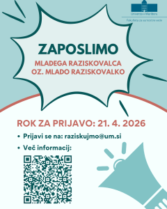 RAZPIS: Mesto mladega raziskovalca na FVV (mentor prof. dr. Aleš Bučar Ručman)